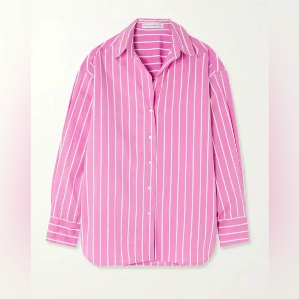 Faithfull The Brand Daija Pink Striped Shirt Sz 4